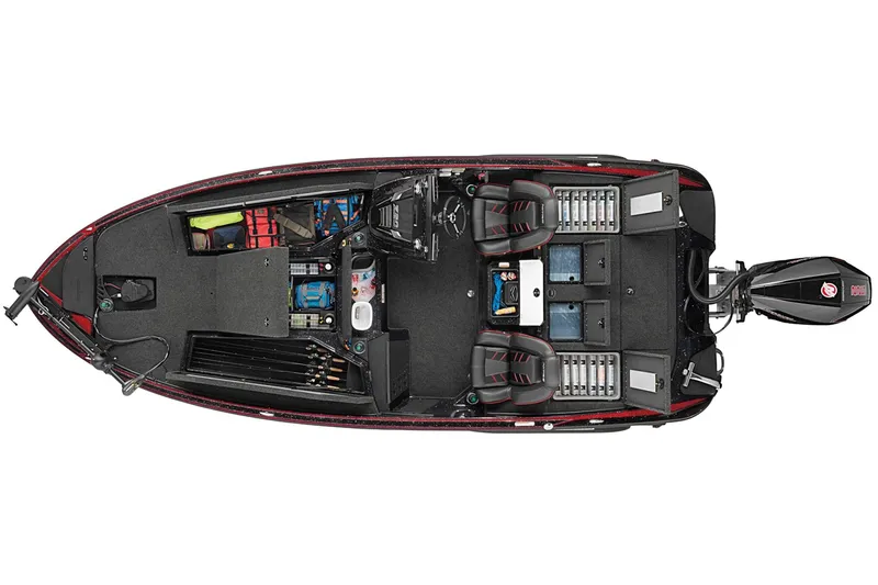 Slide: The Image of Top view of 2022 Nitro Z20 fishing boat with organized storage compartments. - 2