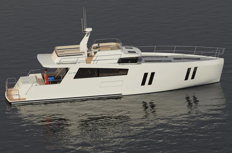 Slide: The Image of Modern 2022 Compact Mega Yachts CMY 173 cruising on calm waters. - 14