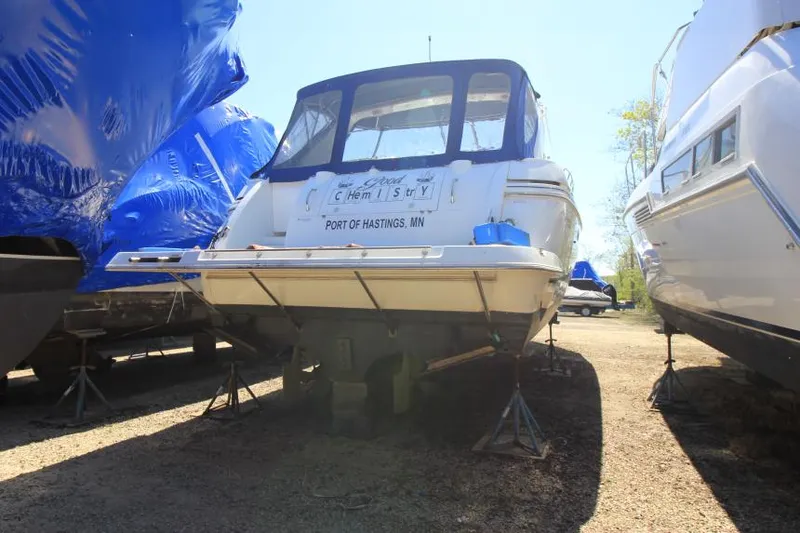 Slide: The Image of 2000 Cruisers Yachts 3870 Express in storage at Port of Hastings, MN. - 5