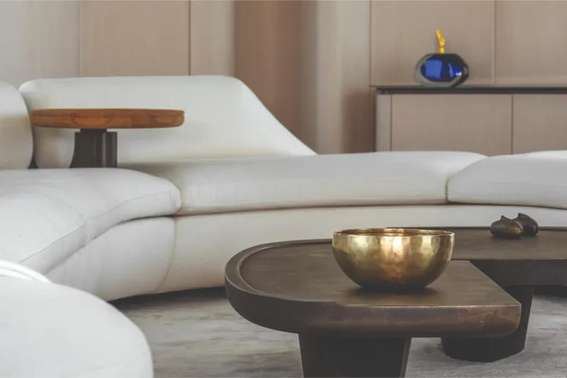 Slide: The Image of Luxurious interior of 2023 Azimut Trideck yacht with modern white sofa and elegant decor. - 33