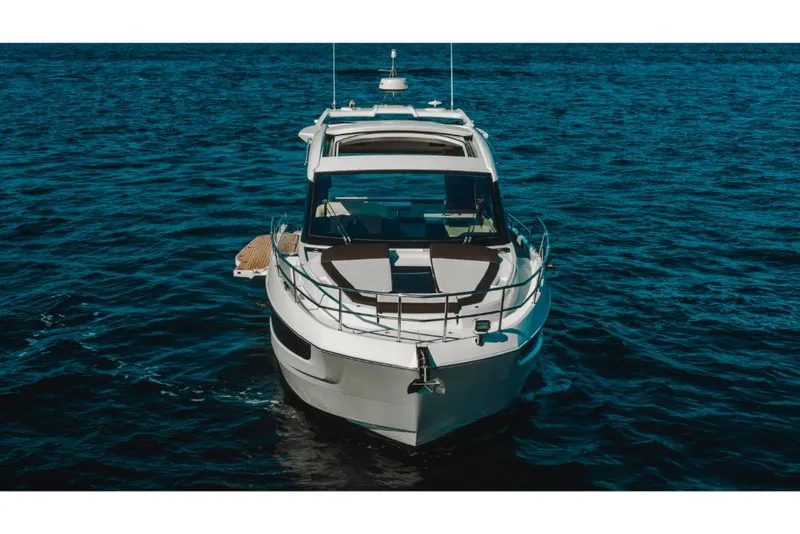 Slide: The Image of 2023 Galeon 410 HTC luxury yacht on open water. - 35