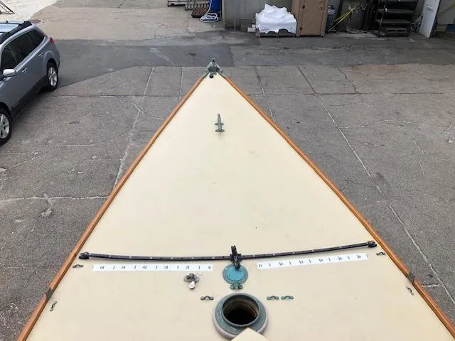 Slide: The Image of Top view of a 1919 Herreshoff S Class sailboat deck. - 6