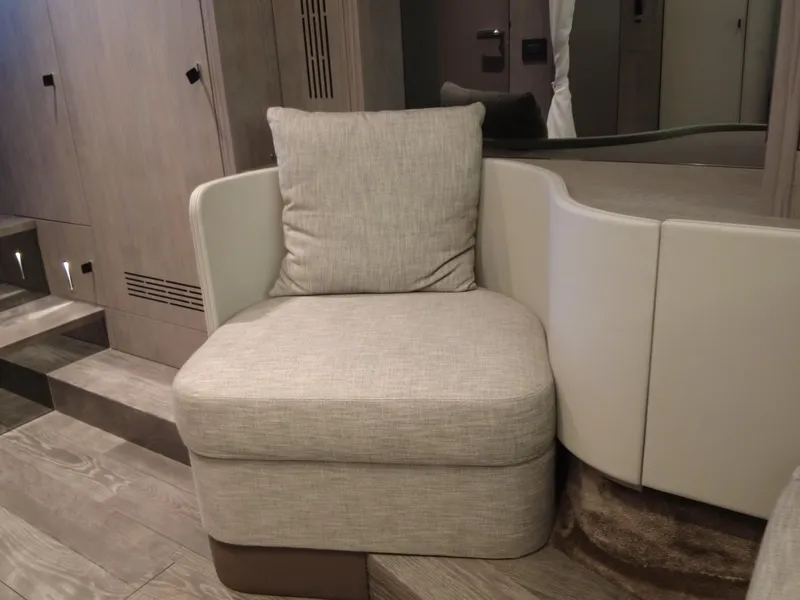 Slide: The Image of Luxurious interior seating on 2024 Cranchi A46 yacht, featuring modern design and comfort. - 35