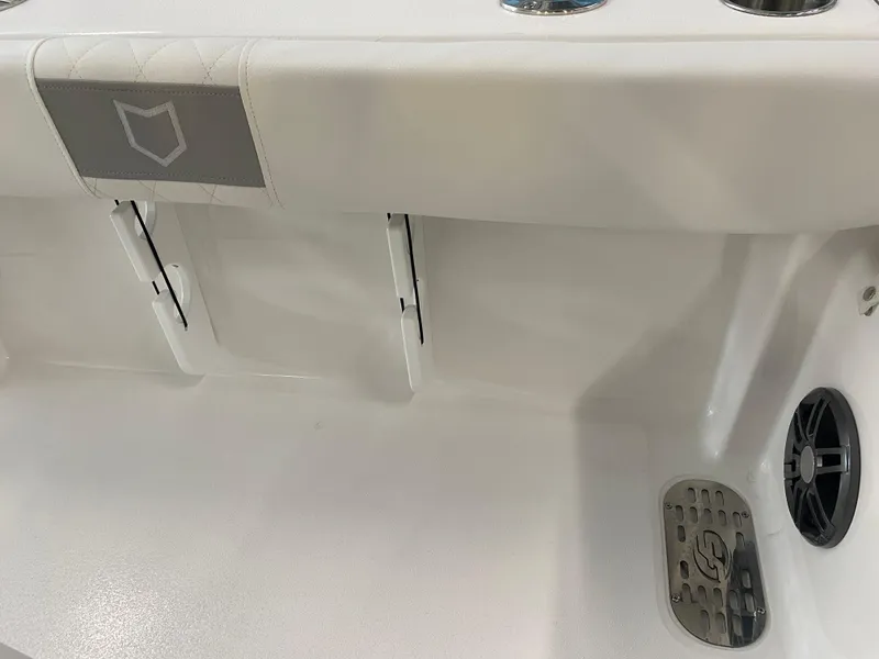 Slide: The Image of 2025 Sea Fox 228 Commander boat interior with seating and speaker detail. - 22