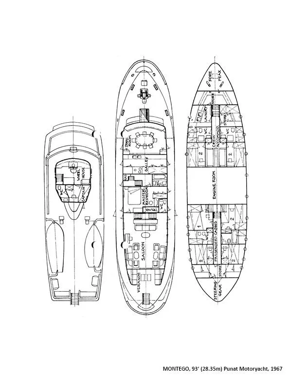 Slide: The Image of 1967 Superyacht Punat model floor plan blueprint. - 11