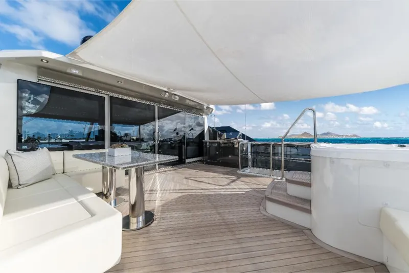 Slide: The Image of Luxurious deck of 2023 Ocean Alexander 35R yacht with ocean view. - 10
