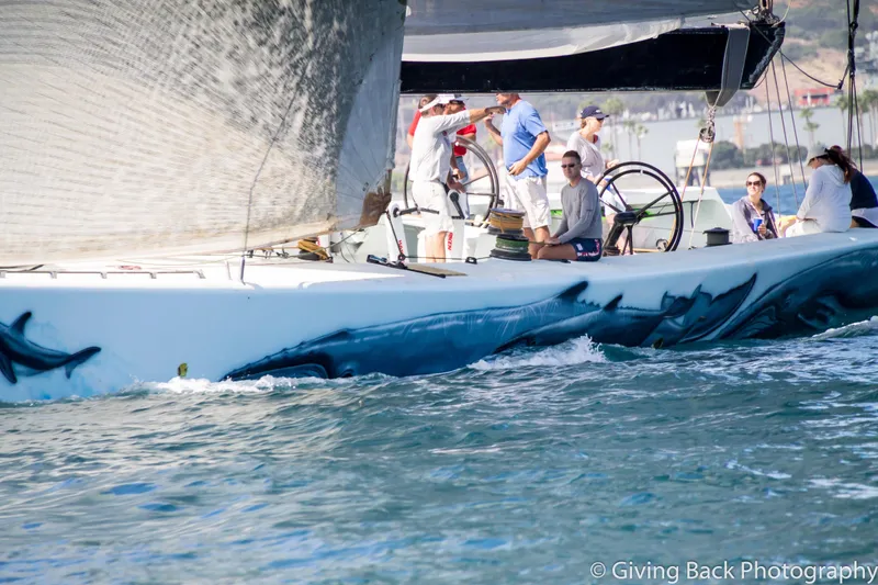 Slide: The Image of Sailing yacht "Americas Cup Class 75" with crew, 2000, ocean race. - 0