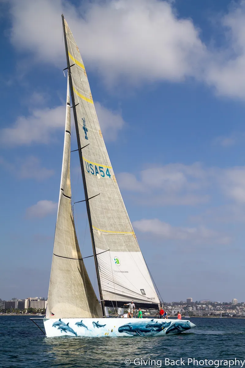 Slide: The Image of Sailing yacht "USA 54" on water, Custom Americas Cup Class 75, 2000 model. - 1