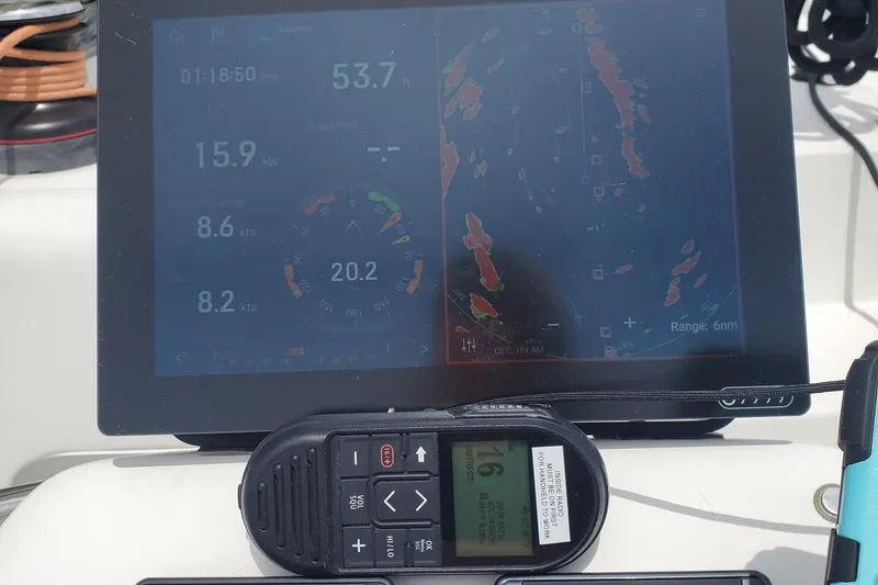 Slide: The Image of Sailing navigation display and radio on Excess 12, 2020 model yacht. - 11