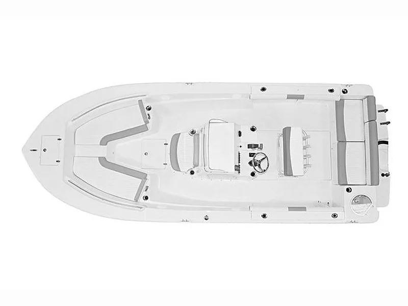 Slide: The Image of 2023 Sea Born LX22 Center Console boat, top view, showcasing spacious deck layout. - 19