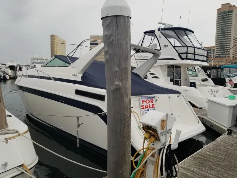 Slide: The Image of 1992 Baja 340 Motoryacht for sale at marina dock. - 30