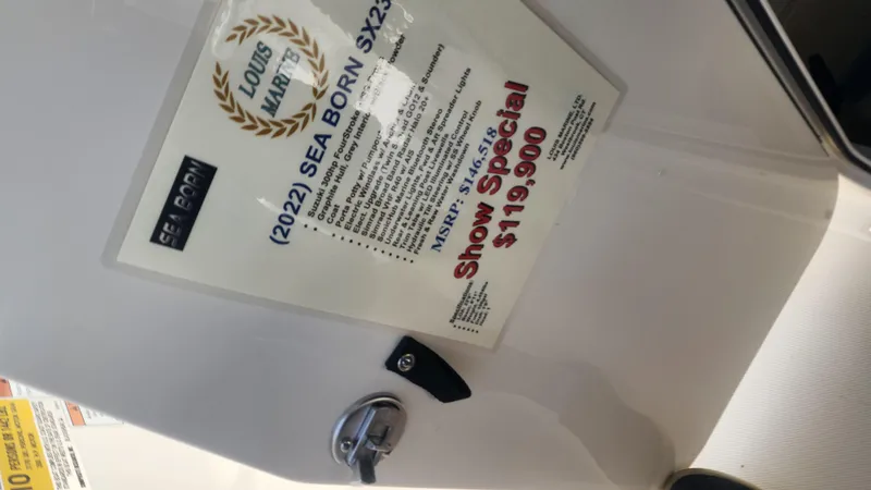 Slide: The Image of 2023 Sea Born SX239 Offshore boat with show special price tag. - 29