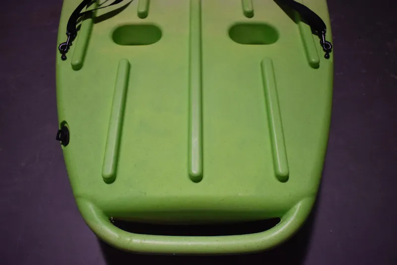 Slide: The Image of Green Ascend 9R Sport Sit-On kayak, 2021 model, top view showing handle and straps. - 14