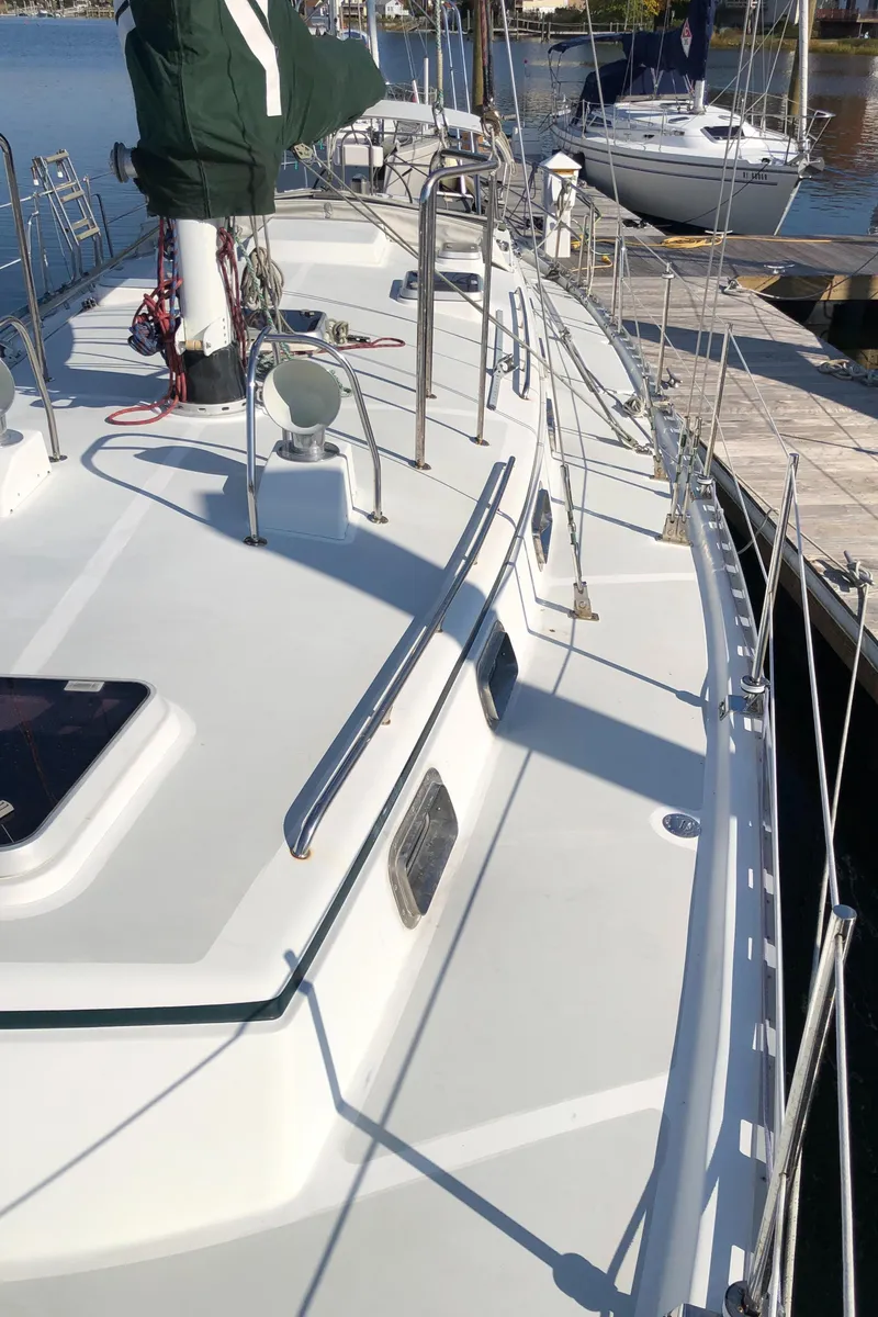 Slide: The Image of Sailboat deck view, 1995 Valiant 50, docked at marina. - 6