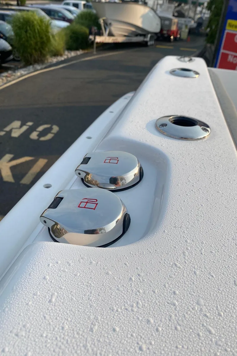 Slide: The Image of 2024 Cape Horn 34 XS boat deck with chrome fittings. - 28