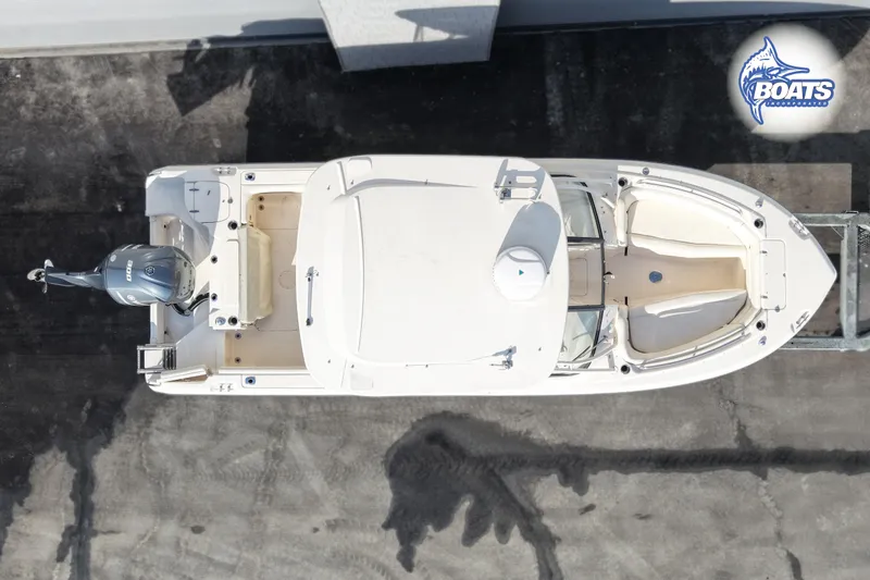 Slide: The Image of Overhead view of 2016 Grady-White Freedom 255 boat on a concrete surface. - 2