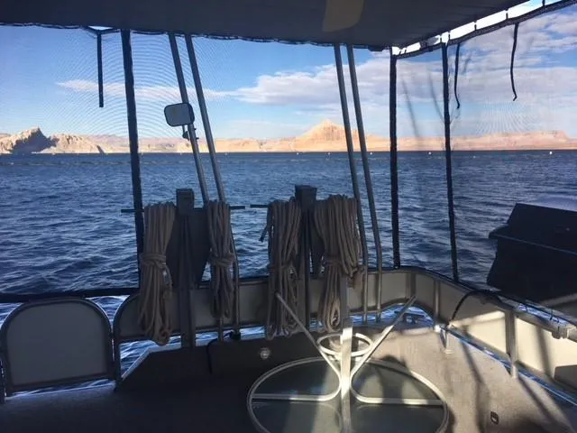 Slide: The Image of Houseboat interior with lake view, Horizon model "one week a month," year 2000. - 10