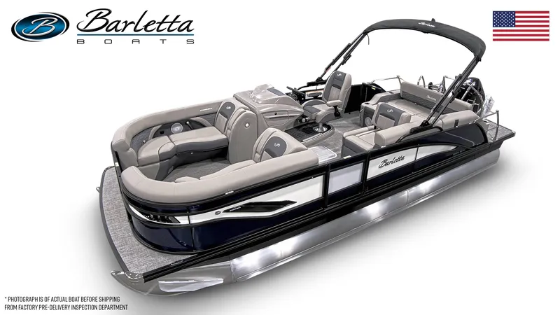 Slide: The Image of 2024 Barletta Corsa 23U pontoon boat with sleek design and luxurious seating. - 1