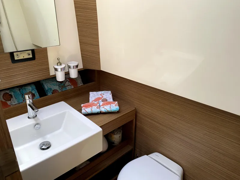 Slide: The Image of Modern bathroom in 2014 Azimut Atlantis Verve Outboard yacht with sink and toilet. - 39