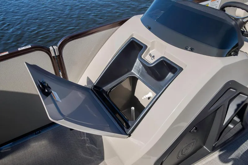 Slide: The Image of 2023 Premier 220 Castaway boat storage compartment open. - 22