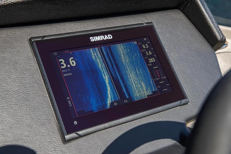 Slide: The Image of Simrad display on 2023 Premier 220 Castaway boat dashboard. - 29