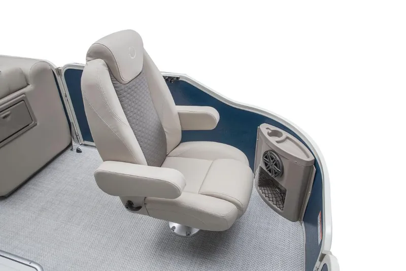 Slide: The Image of 2023 Premier 220 Castaway boat seat with armrests and cup holder. - 42