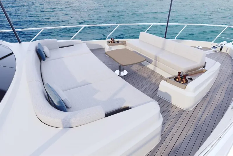 Slide: The Image of Luxurious deck seating on 2023 Azimut 68 yacht with ocean view. - 4