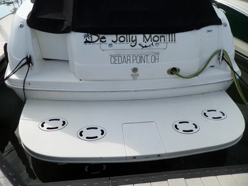 Slide: The Image of Rear view of a 2003 Sea Ray 380 Sundancer, docked in Cedar Point, Ohio. - 3