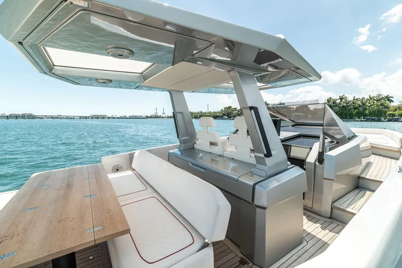 Slide: The Image of 2021 Wally 48 WALLYTENDER X luxury yacht interior with seating and table. - 13