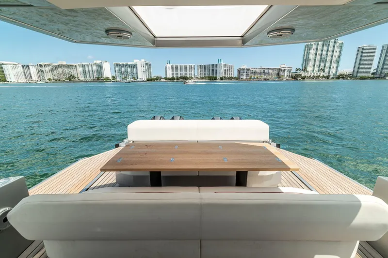 Slide: The Image of View from the 2021 Wally 48 WALLYTENDER X yacht, overlooking the ocean and city skyline. - 18