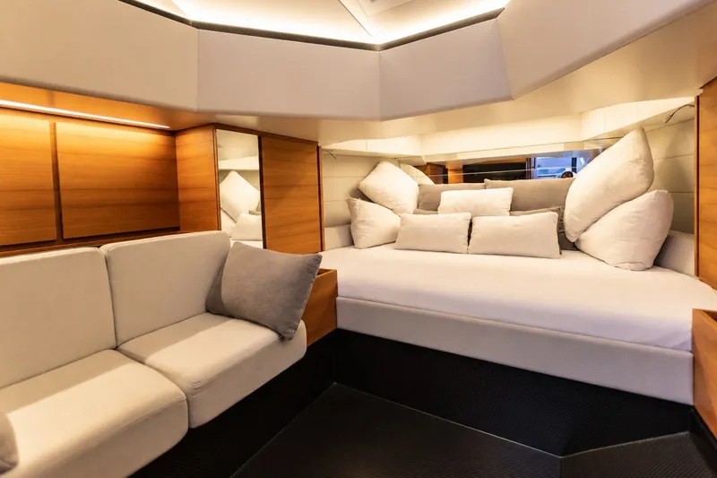 Slide: The Image of Luxurious interior of 2021 Wally wallytender48X yacht with cozy seating and cushions. - 23