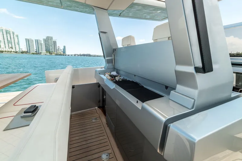 Slide: The Image of 2021 Wally 48 WALLYTENDER X yacht interior with city skyline view. - 17