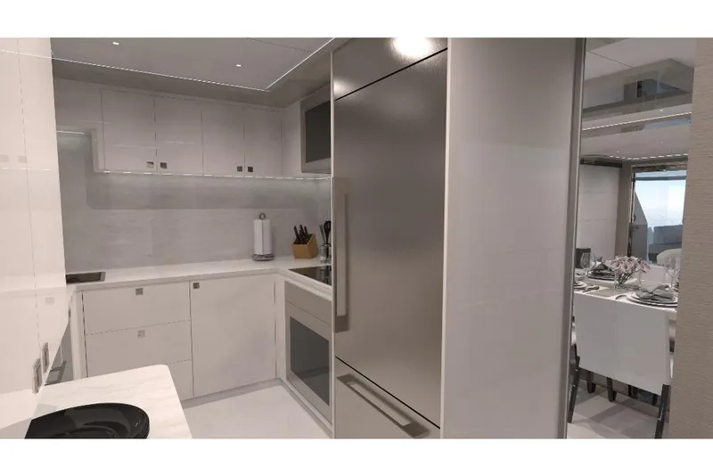 Slide: The Image of Modern kitchen interior on the 2023 Ocean Alexander 28E yacht. - 20