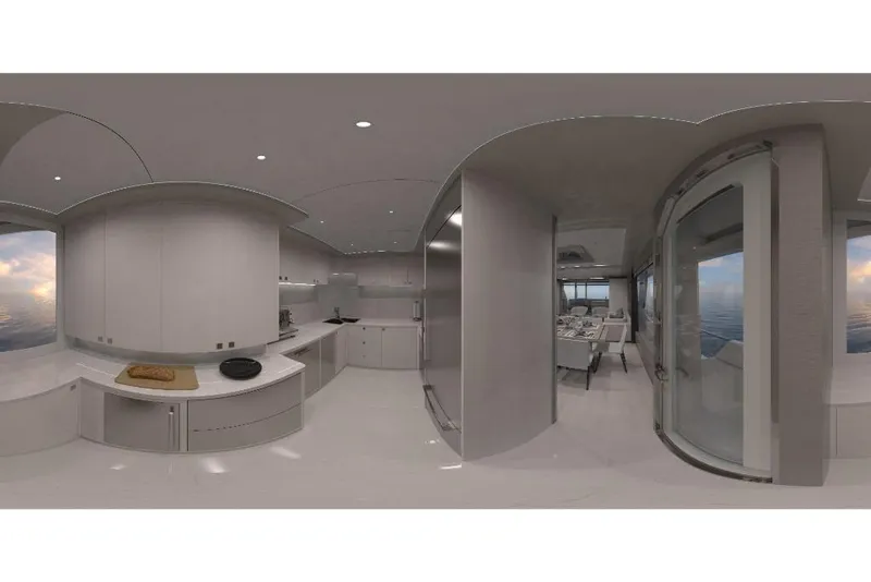 Slide: The Image of Modern kitchen interior of 2023 Ocean Alexander 28E yacht with ocean view. - 22