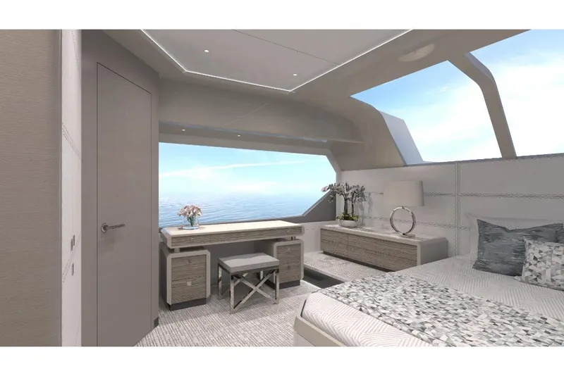 Slide: The Image of Luxurious interior of 2023 Ocean Alexander 28E yacht with ocean view. - 32