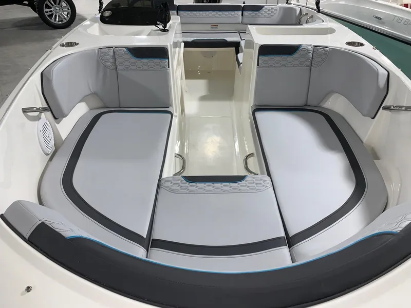 Slide: The Image of 2024 Bayliner Element M17 boat interior with spacious seating. - 3