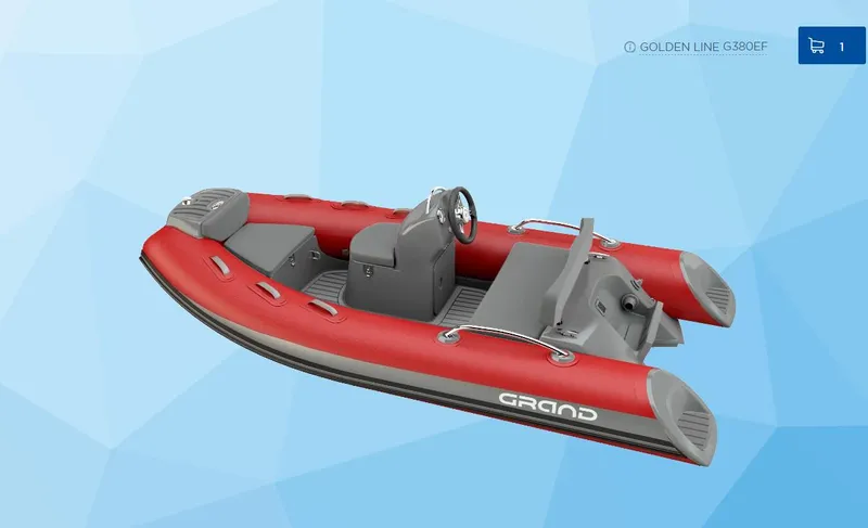 Slide: The Image of 2023 Grand Inflatables G380EF red inflatable boat with steering console. - 19
