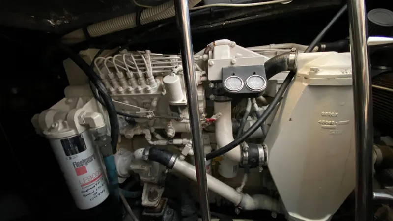 Slide: The Image of Engine compartment of a 2001 Sea Ray 460 Sundancer yacht. - 28