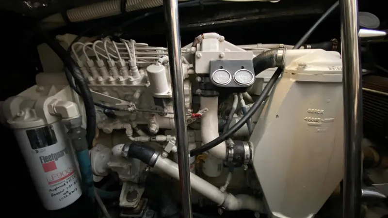 Slide: The Image of Engine compartment of a 2001 Sea Ray 460 Sundancer yacht. - 29