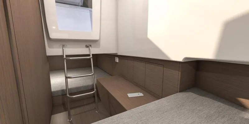 Slide: The Image of Interior of 2023 Beneteau Flyer 9 SPACEdeck with ladder and bed. - 19
