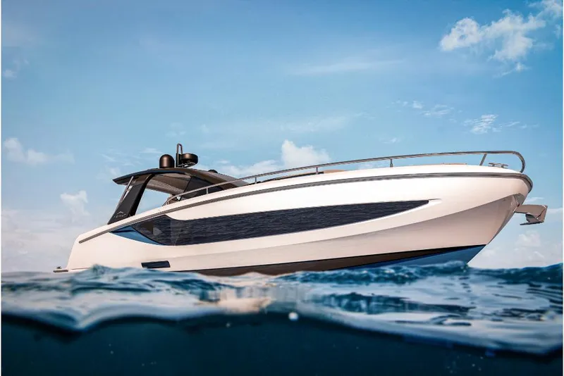 Slide: The Image of 2023 Azimut Verve 42 luxury yacht on open water. - 5