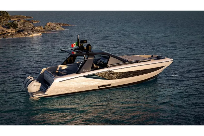 Slide: The Image of 2023 Azimut Verve 42 luxury yacht cruising on serene waters. - 6