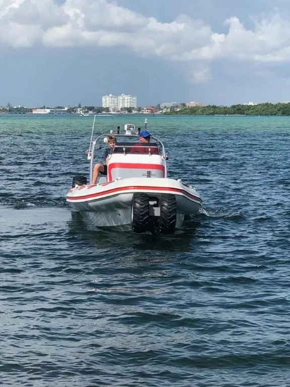 Slide: The Image of 2022 Ocean Craft Marine 7.1 M Amphibious boat cruising on water. - 5