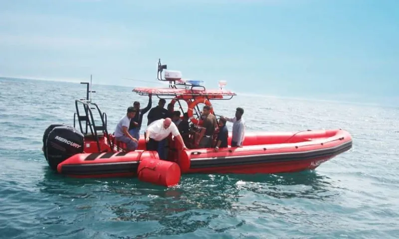 Slide: The Image of 2022 Ocean Craft Marine 9.5M RHIB Professional Search and Rescue boat in action. - 2