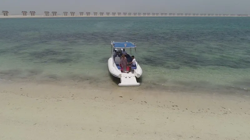 Slide: The Image of 2022 Ocean Craft Marine Beachlander 8.75 boat docked on a sandy beach. - 12