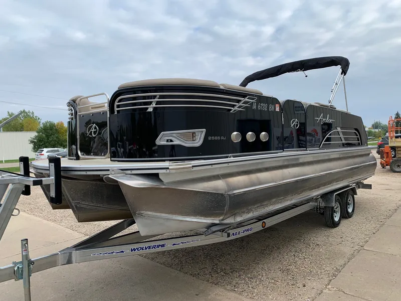 Slide: The Image of 2015 Avalon Ambassador Rear J Lounge 25' pontoon boat on trailer. - 5