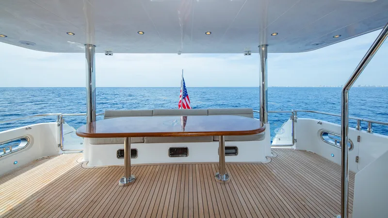 Slide: The Image of Hampton 680 ENDURANCE LRC 2027 yacht deck with ocean view. - 11