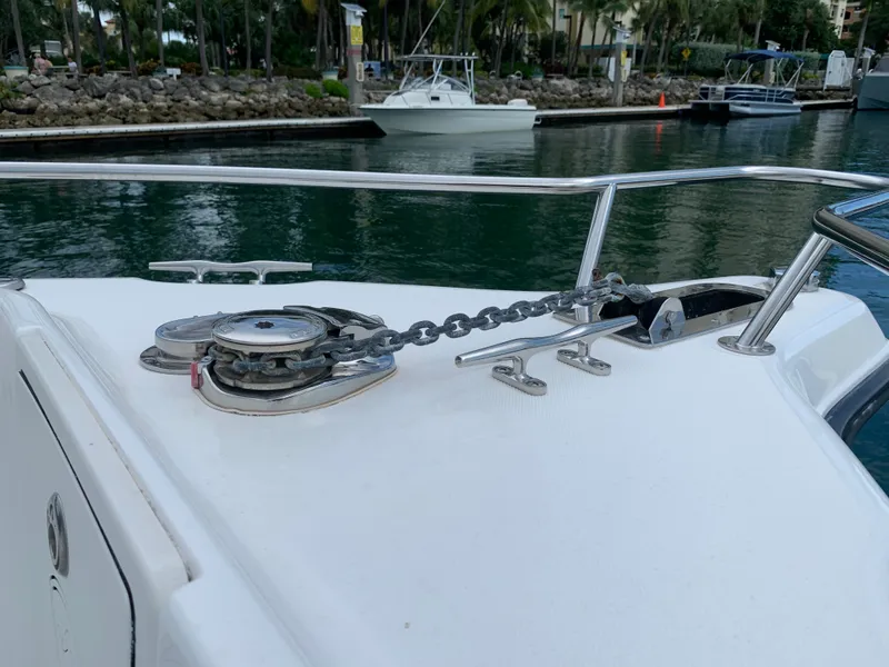 Slide: The Image of Bow of a 2006 Century 2600CC boat with anchor chain and cleat. - 11