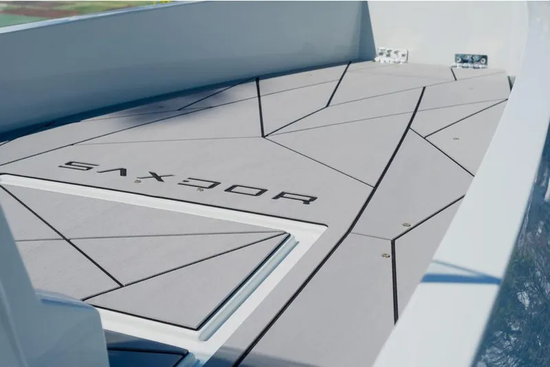 Slide: The Image of 2023 Saxdor 200 SPORT boat deck with modern geometric design. - 11