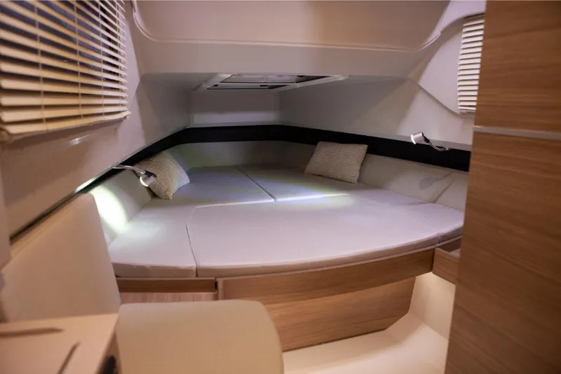 Slide: The Image of Interior cabin of 2023 Saxdor 320 GTO with cozy bed and modern design. - 48